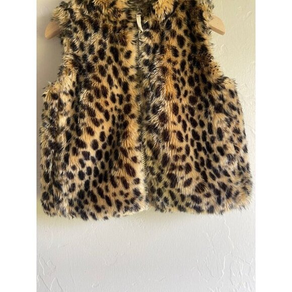 Crewcuts J. Crew Size 3 Faux Fur Cheetah Leopard Vest Full Zip Tan Brown - Picture 7 of 10